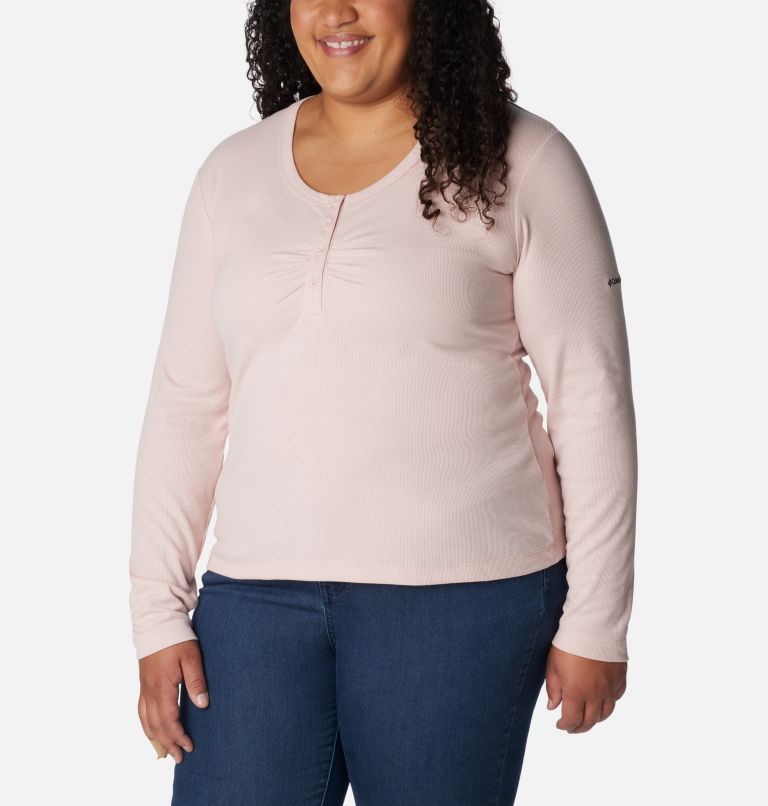 Women's Calico Basin Ribbed Long Sleeve Shirt - Plus Size, Color: Dusty Pink, image 5