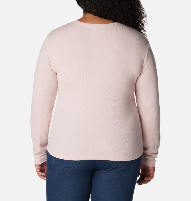 Thumbnail: Women's Calico Basin Ribbed Long Sleeve Shirt - Plus Size, Color: Dusty Pink, image 2