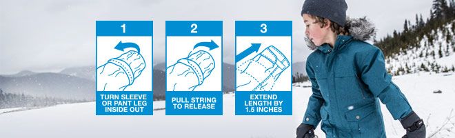 A boy in a snow field, an illustration describing how Outgrown works, Watch Video prompt.