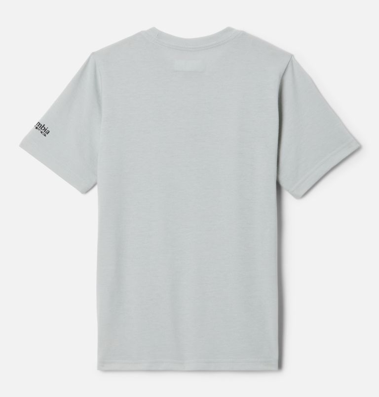 Thumbnail: Boys' PFG Short Sleeve Seasonal Graphic T-Shirt, Color: Cool Grey, Black Castaway Trout, image 2
