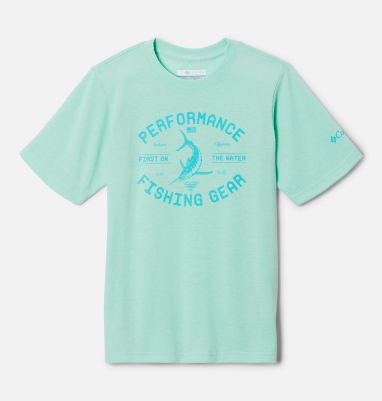 Boys' PFG Short Sleeve Seasonal Graphic T-Shirt, Color: Mint Cay, Turquoise Castaway Marlin, image 1