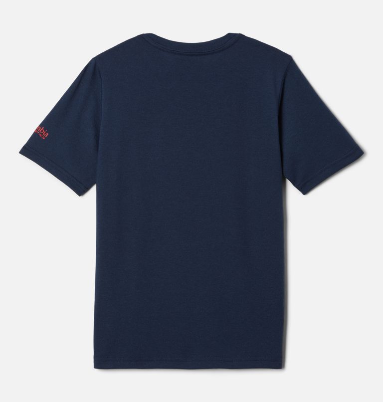 Thumbnail: Boys' PFG Short Sleeve Seasonal Graphic T-Shirt, Color: Coll Navy, Red Spark Castaway Tuna, image 2