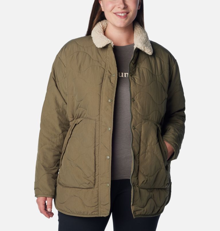 Women's Birchwood Quilted Jacket - Plus Size, Color: Stone Green, image 6