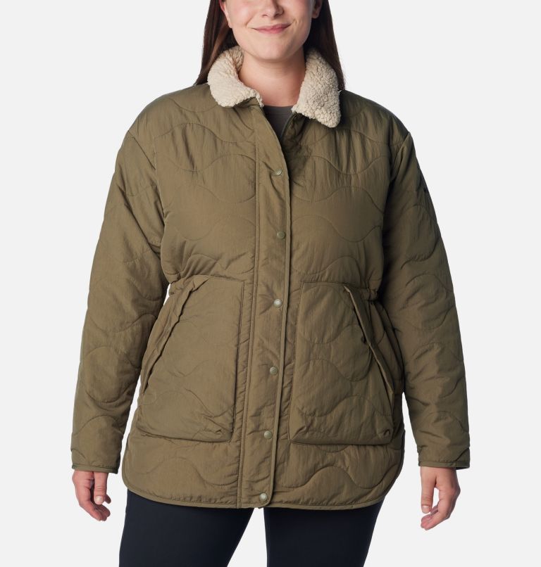 Thumbnail: Women's Birchwood Quilted Jacket - Plus Size, Color: Stone Green, image 1