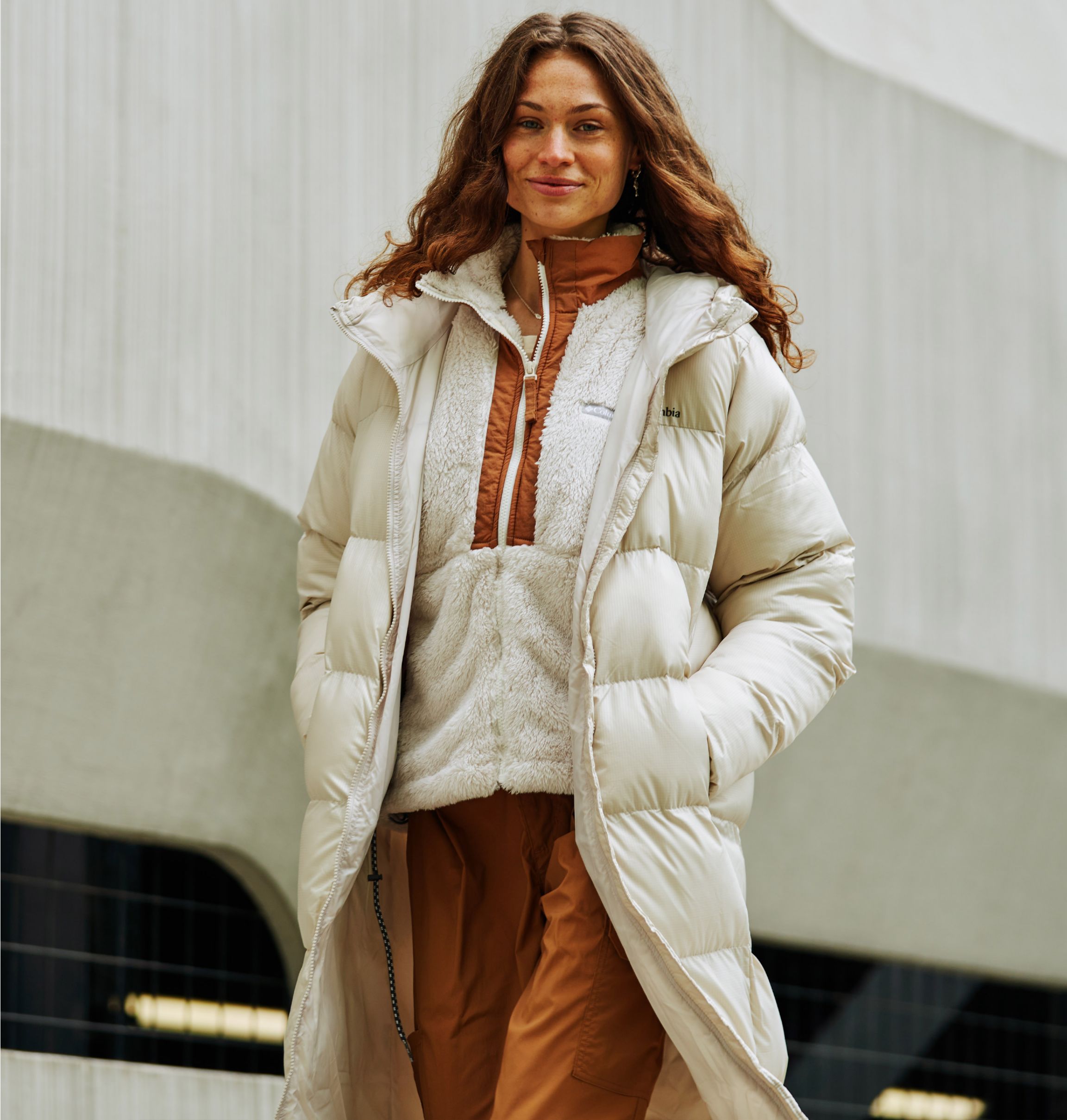 Womens columbia long store puffer coat