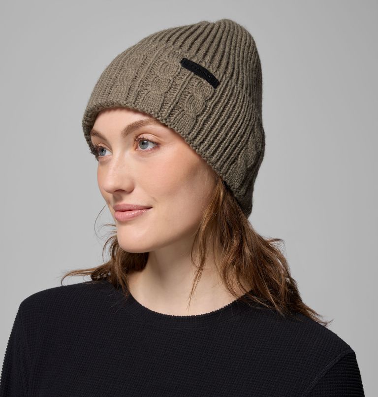Women's Agate Pass Cable Knit Beanie, Color: Stone Green, image 3