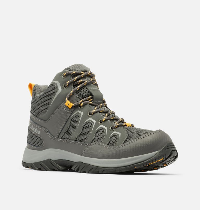 Thumbnail: Men's Granite Trail Mid Waterproof Shoe - Wide, Color: Dark Grey, Raw Honey, image 2
