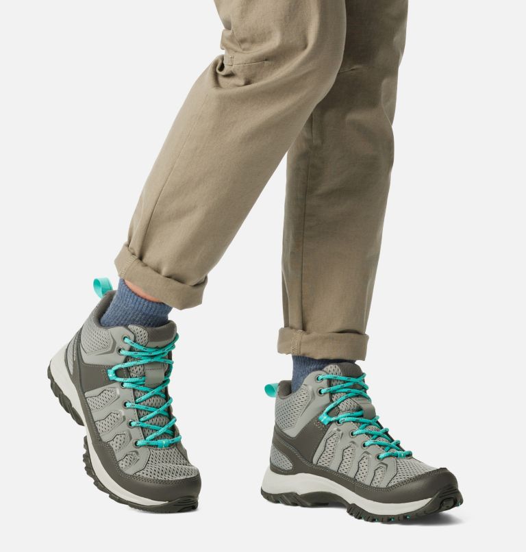 Thumbnail: Women's Granite Trail Mid Waterproof Shoe, Color: Ti Grey Steel, Bright Aqua, image 10