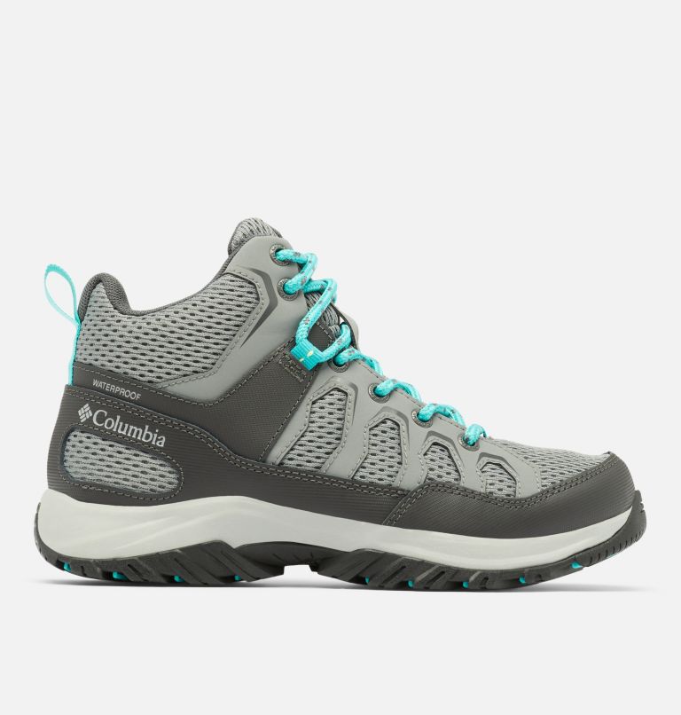 Thumbnail: Women's Granite Trail Mid Waterproof Shoe, Color: Ti Grey Steel, Bright Aqua, image 1
