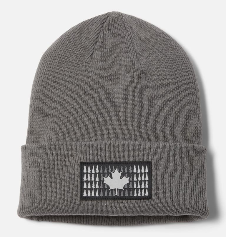 Columbia Tree Flag Cuffed Beanie, Color: City Grey, Canada Tree Flag, image 1