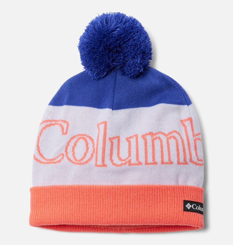 Youth Polar Powder Beanie, Color: Clematis Blue, Snowdrift, Hot Coral, image 1