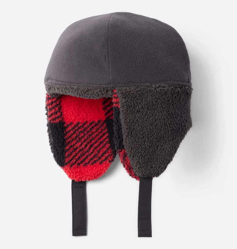 Kids' Rugged Ridge Sherpa Trapper Hat, Color: Red Lily Check, image 4