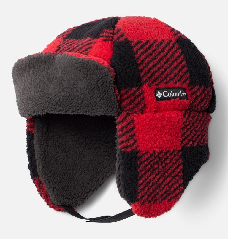 Kids' Rugged Ridge Sherpa Trapper Hat, Color: Red Lily Check, image 1