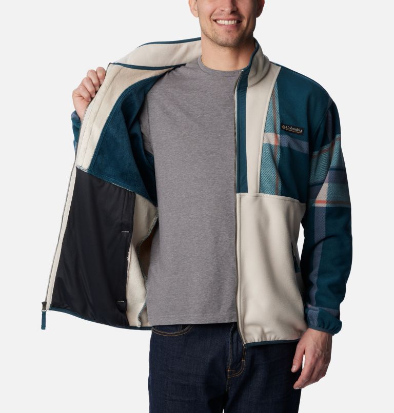 Men's Backbowl Remastered Full Zip Fleece Jacket, Color: Night Wave Super Mega Plaid, Dark Stone, image 5