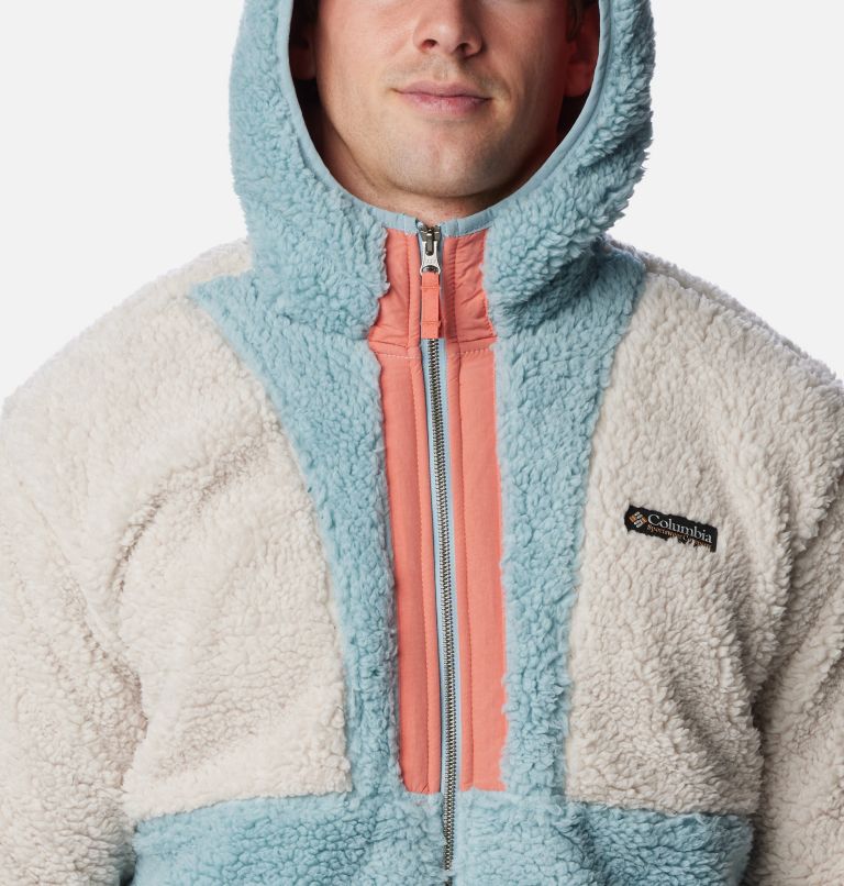 Men's Backbowl Sherpa Hooded Jacket, Color: Dark Stone, Stone Blue, image 4