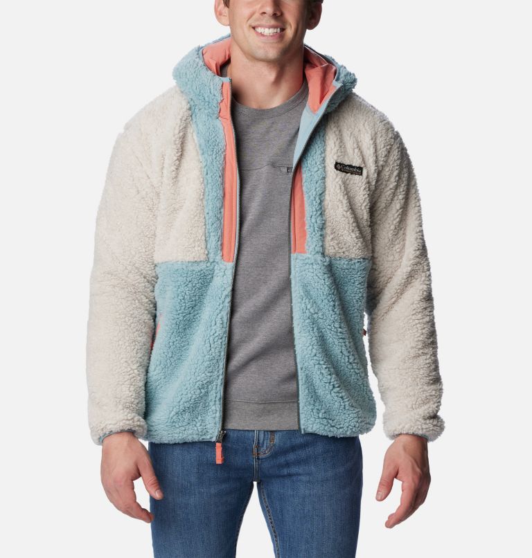 Men's Backbowl Sherpa Hooded Jacket, Color: Dark Stone, Stone Blue, image 6