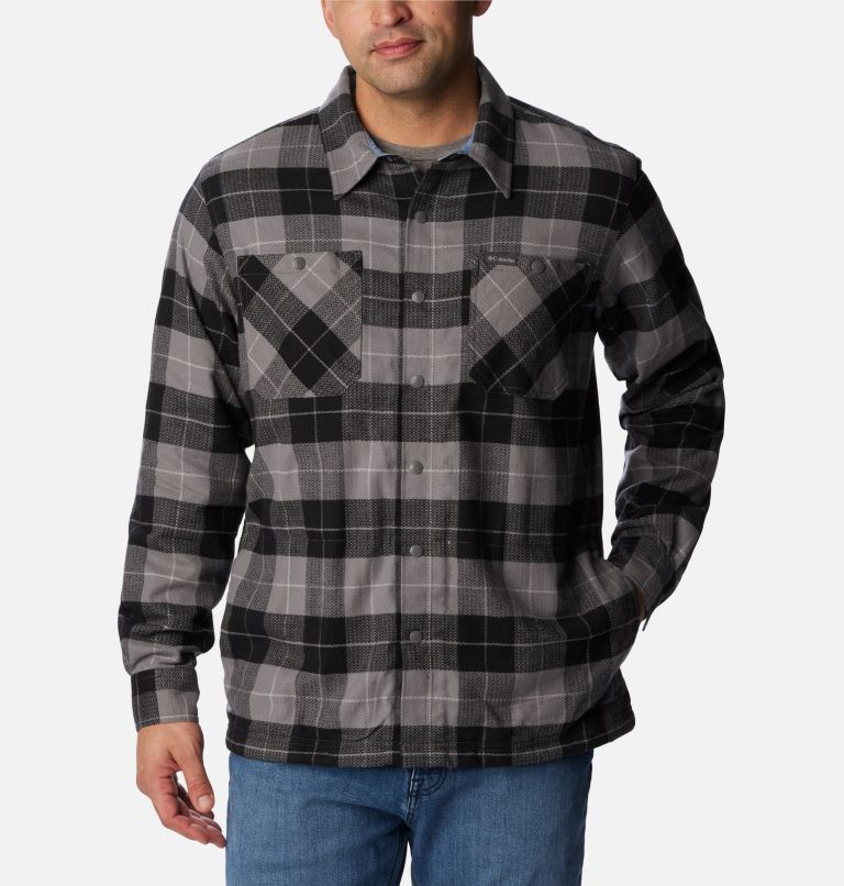 Thumbnail: Men's Cornell Woods Fleece Lined Shirt Jacket, Color: City Grey, Blue Stone Woodsman Tartan, image 3