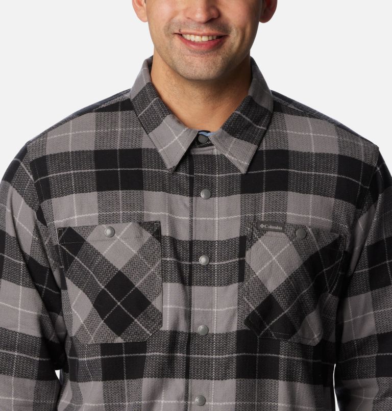 Men's Cornell Woods Fleece Lined Shirt Jacket, Color: City Grey, Blue Stone Woodsman Tartan, image 5