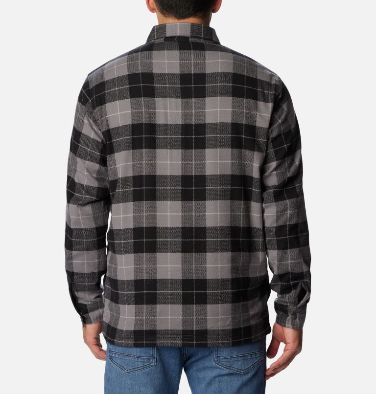 Men's Cornell Woods Fleece Lined Shirt Jacket, Color: City Grey, Blue Stone Woodsman Tartan, image 2