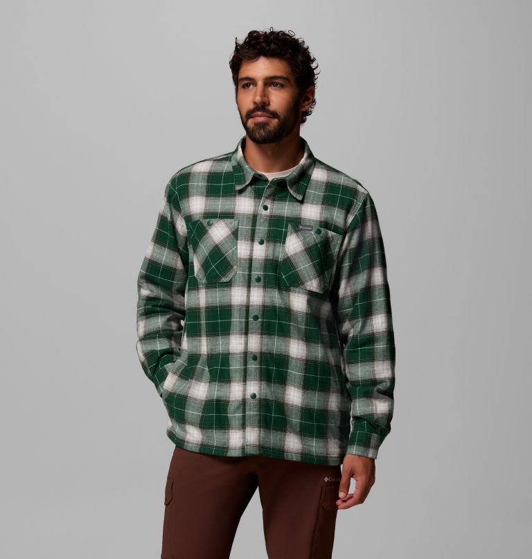 Men's Cornell Woods Fleece Lined Shirt Jacket, Color: Rain Forest Lumberjack Tartan, image 1