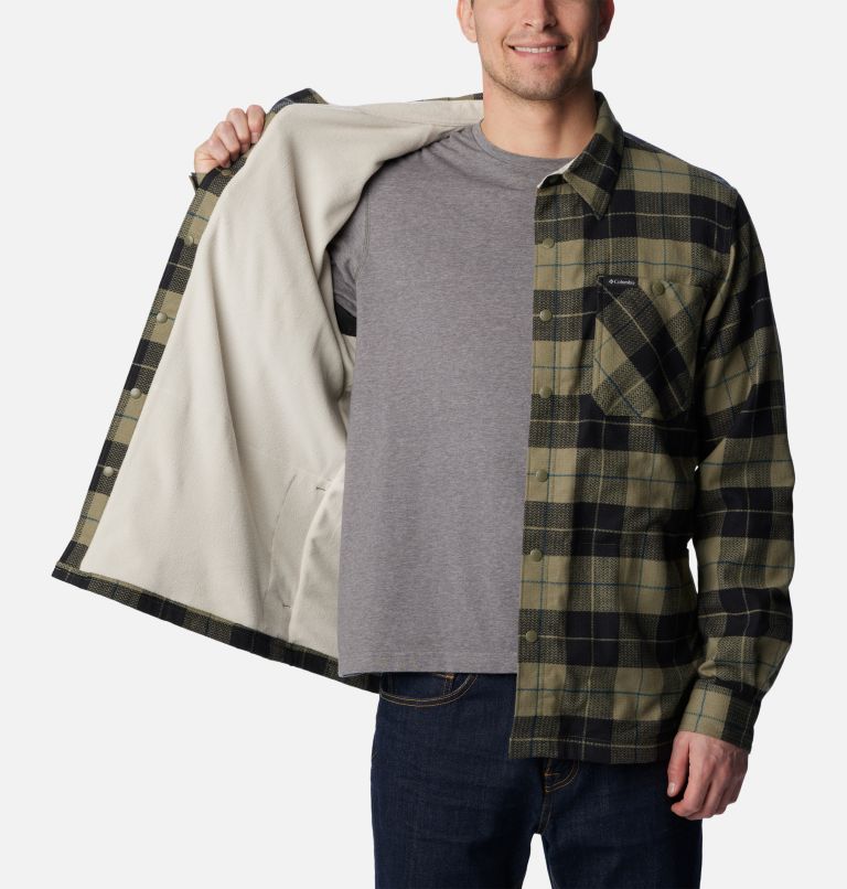 Men's Cornell Woods Fleece Lined Shirt Jacket, Color: Stone Green, Dark Stone Woodsman Tartan, image 6