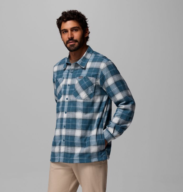 Men's Cornell Woods Fleece Lined Shirt Jacket, Color: Everblue Lumberjack Tartan, image 4