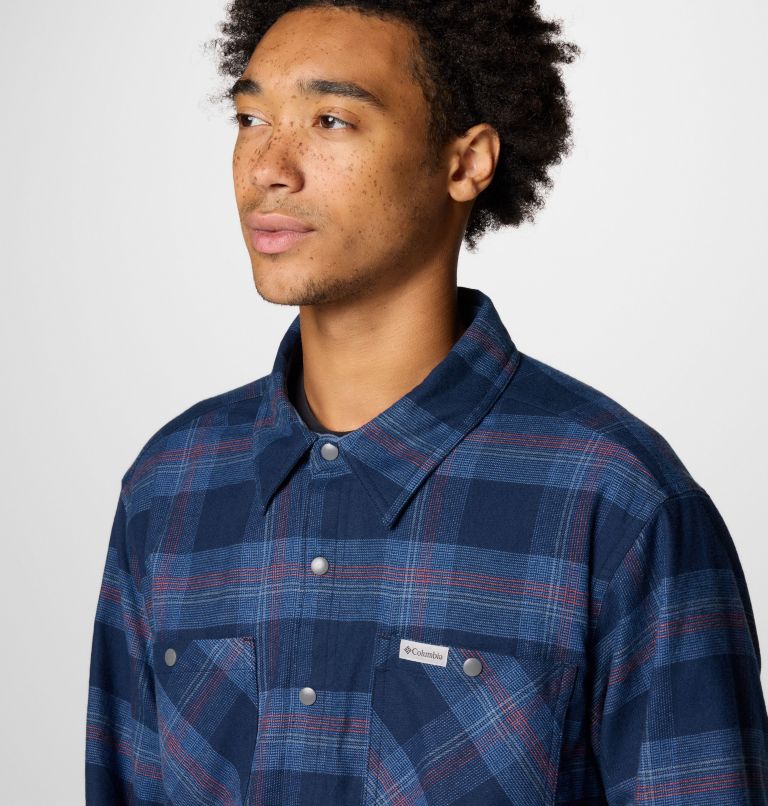 Men's Cornell Woods Fleece Lined Shirt Jacket, Color: Collegiate Navy Buffalo Tartan, image 5