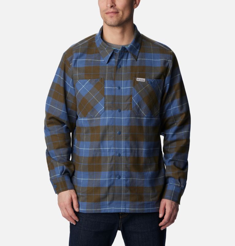 Thumbnail: Men's Cornell Woods Fleece Lined Shirt Jacket, Color: Dark Mountain, Shasta Woodsman Tartan, image 3