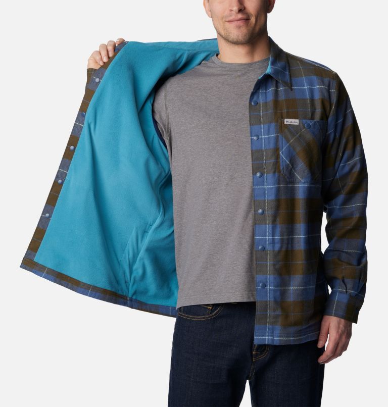 Men's Cornell Woods Fleece Lined Shirt Jacket, Color: Dark Mountain, Shasta Woodsman Tartan, image 6
