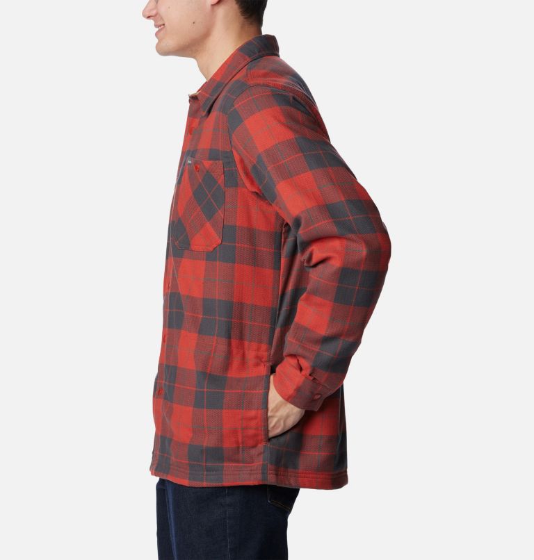Thumbnail: Men's Cornell Woods Fleece Lined Shirt Jacket, Color: Warp Red, Delta Woodsman Tartan, image 4