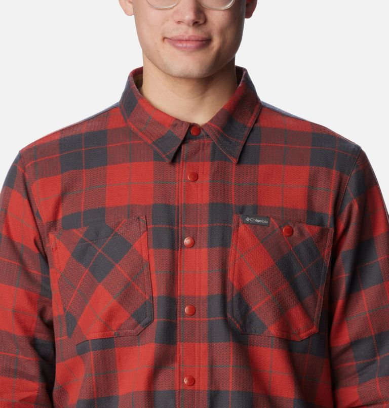 Men's Cornell Woods Fleece Lined Shirt Jacket, Color: Warp Red, Delta Woodsman Tartan, image 5