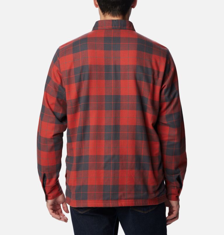 Men's Cornell Woods Fleece Lined Shirt Jacket, Color: Warp Red, Delta Woodsman Tartan, image 2
