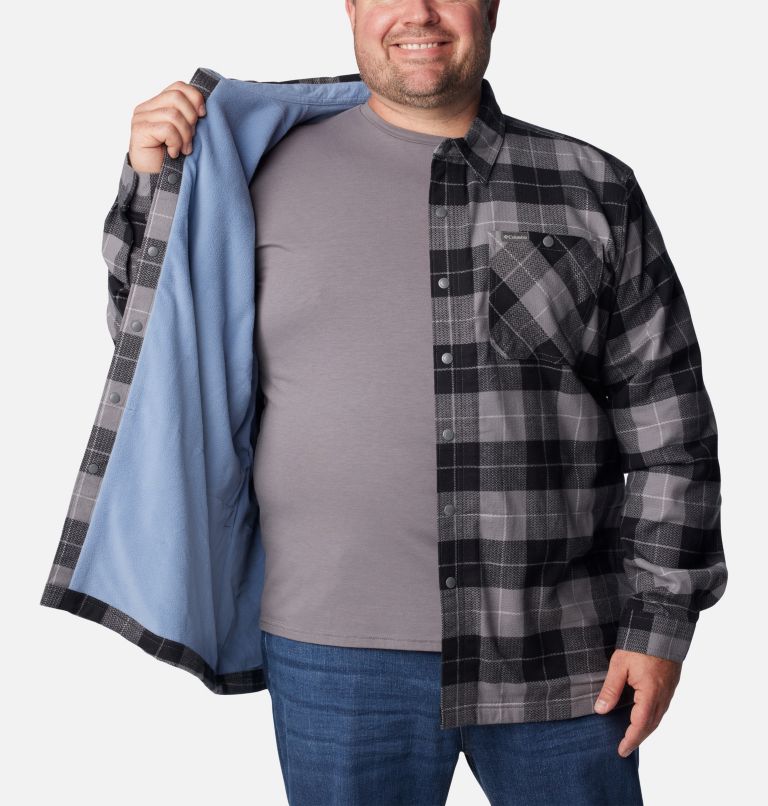 Thumbnail: Men's Cornell Woods Fleece Lined Shirt Jacket - Big, Color: City Grey, Blue Stone Woodsman Tartan, image 6