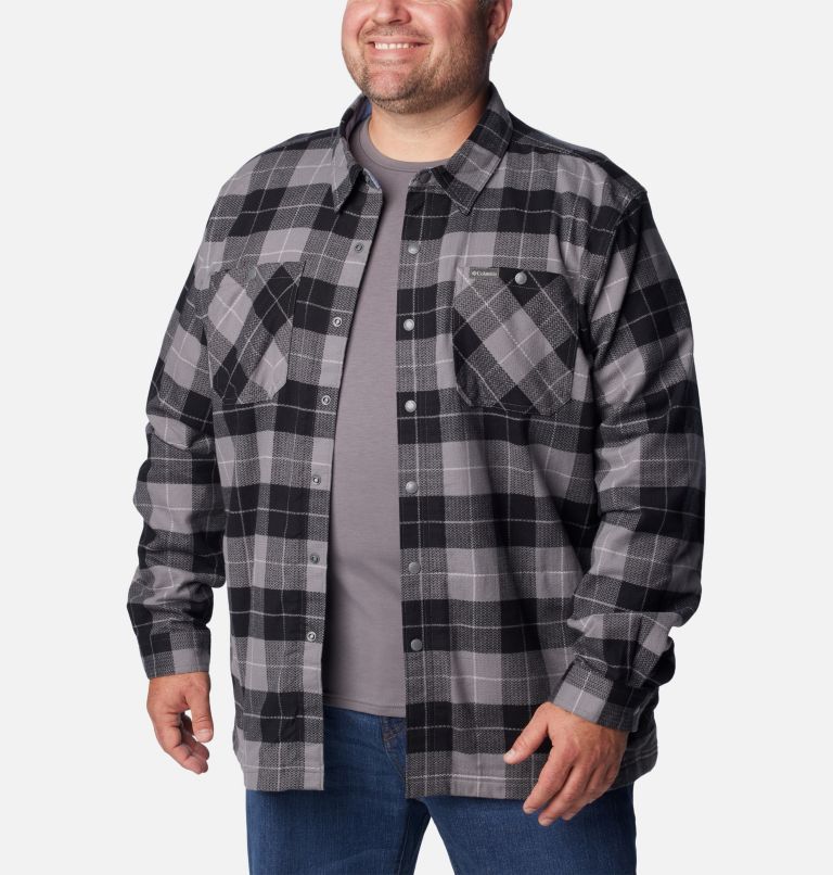 Men's Cornell Woods Fleece Lined Shirt Jacket - Big, Color: City Grey, Blue Stone Woodsman Tartan, image 1