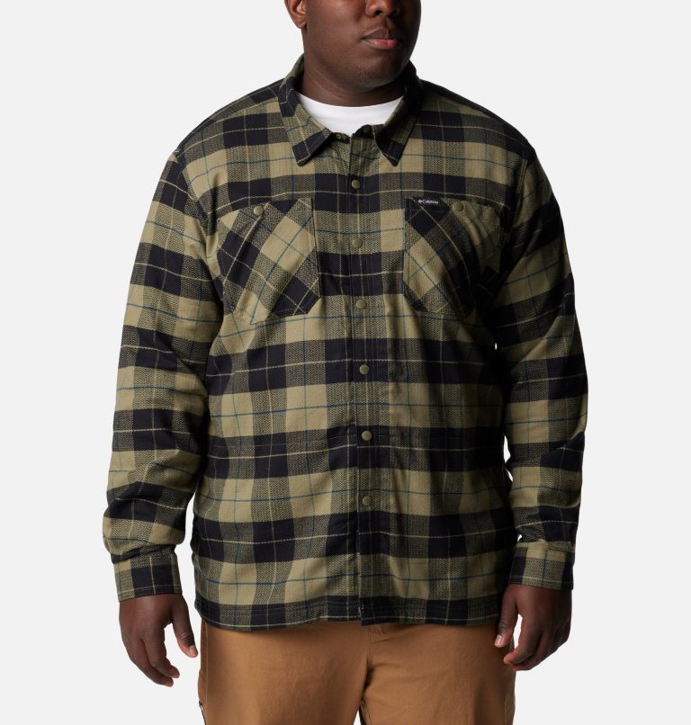 Men's Cornell Woods Fleece Lined Shirt Jacket - Big, Color: Stone Green, Dark Stone Woodsman Tartan, image 3