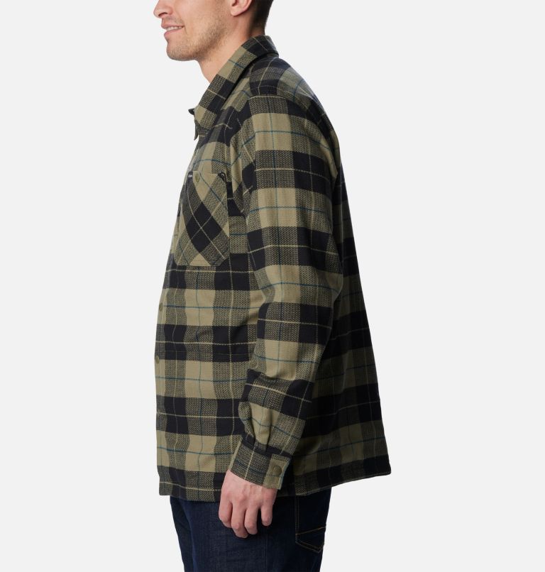 Thumbnail: Men's Cornell Woods Fleece Lined Shirt Jacket - Tall, Color: Stone Green, Dark Stone Woodsman Tartan, image 4