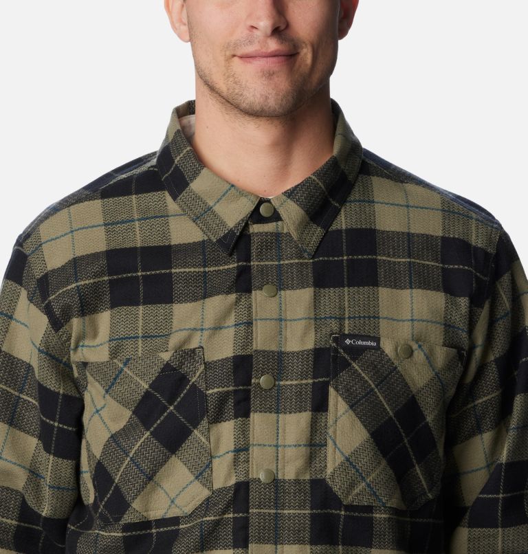 Thumbnail: Men's Cornell Woods Fleece Lined Shirt Jacket - Tall, Color: Stone Green, Dark Stone Woodsman Tartan, image 5