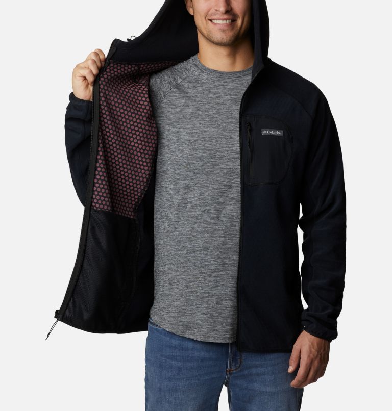 Thumbnail: Men's Outdoor Tracks Hooded Full Zip Jacket, Color: Black, image 5