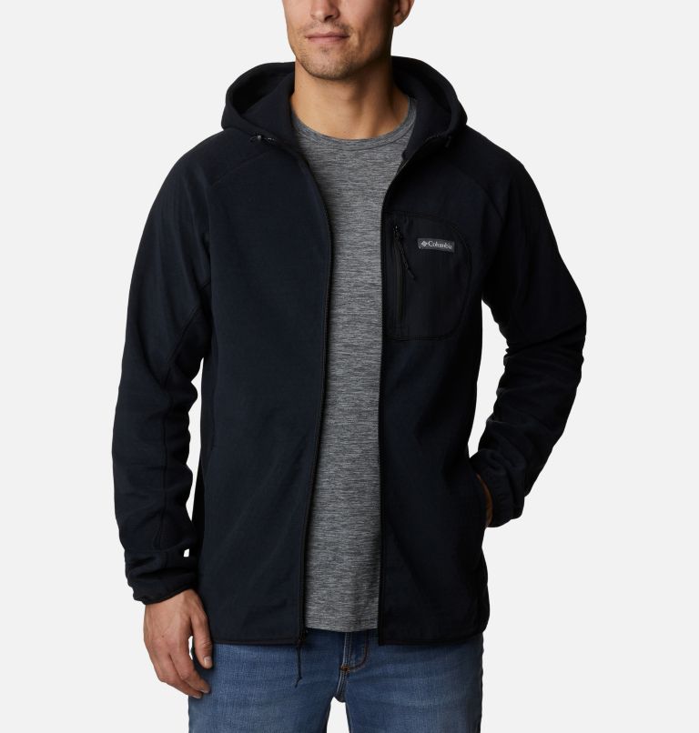 Men's Outdoor Tracks Hooded Full Zip Jacket, Color: Black, image 7
