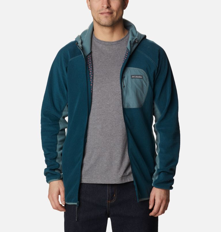 Men's Outdoor Tracks Hooded Full Zip Jacket, Color: Night Wave, Metal, image 7