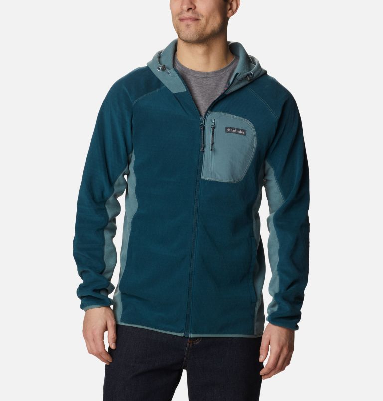 Thumbnail: Men's Outdoor Tracks Hooded Full Zip Jacket, Color: Night Wave, Metal, image 1