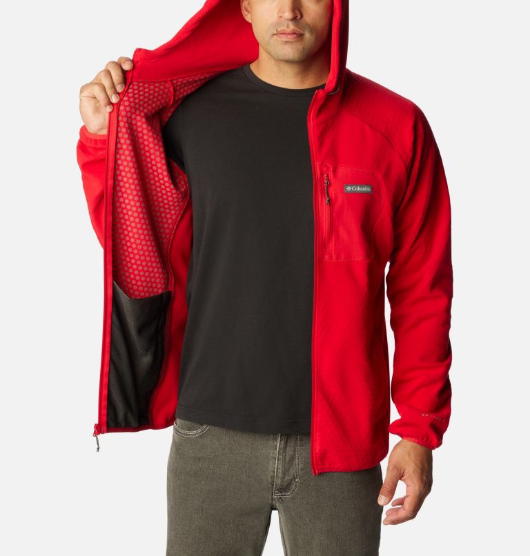 Thumbnail: Men's Outdoor Tracks Hooded Full Zip Jacket, Color: Mountain Red, image 5