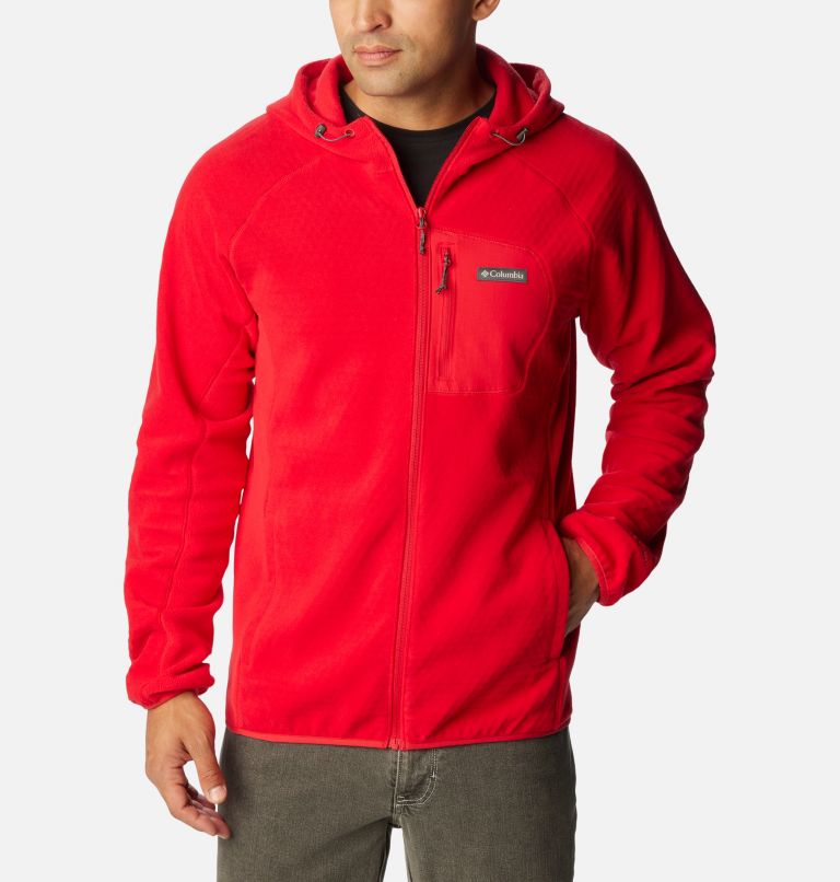 Men's Outdoor Tracks Hooded Full Zip Jacket, Color: Mountain Red, image 1