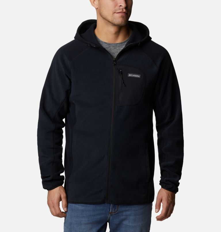 Thumbnail: Outdoor Tracks Tech Kapuzen-Fleece-Jacke für Männer, Color: Black, image 1