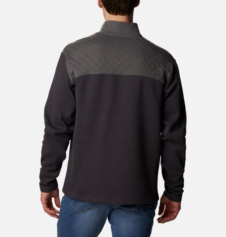 Thumbnail: Men's Hart Mountain Quilted Half Snap Pullover, Color: Charcoal Heather, Shark, image 2