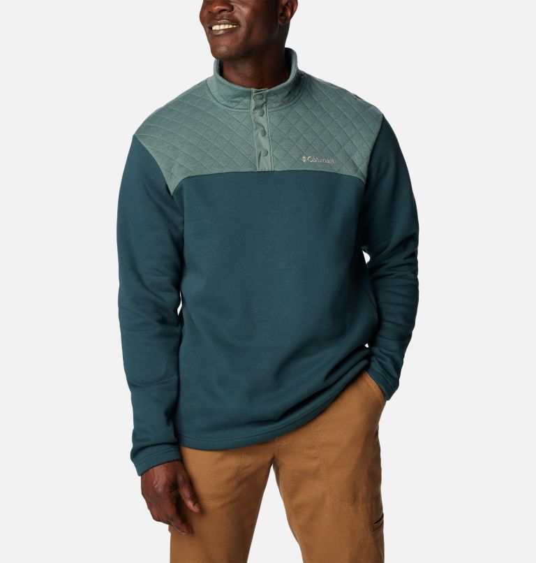 Thumbnail: Men's Hart Mountain Quilted Half Snap Pullover, Color: Metal, Night Wave, image 5