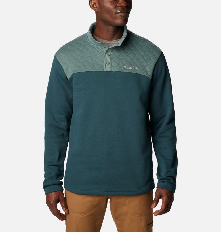 Thumbnail: Men's Hart Mountain Quilted Half Snap Pullover, Color: Metal, Night Wave, image 1