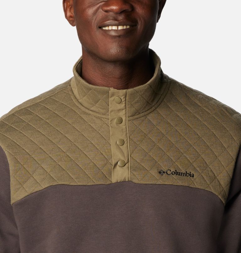 Thumbnail: Men's Hart Mountain Quilted Half Snap Pullover, Color: Stone Green, Shark, image 4
