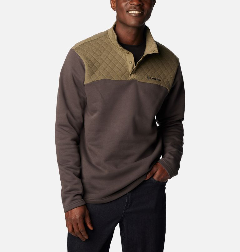 Thumbnail: Men's Hart Mountain Quilted Half Snap Pullover, Color: Stone Green, Shark, image 5