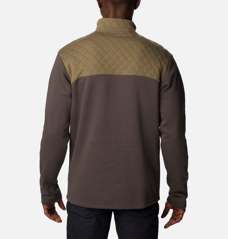 Men's Hart Mountain Quilted Half Snap Pullover, Color: Stone Green, Shark, image 2